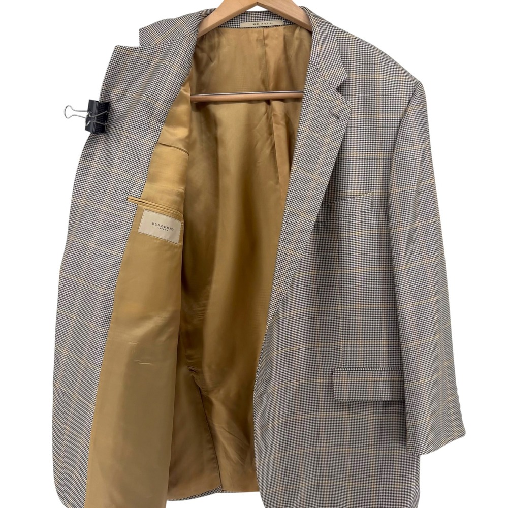 Burberry London Kensington Wool Silk Houndstooth Sport Coat Blazer 48 Reg USA